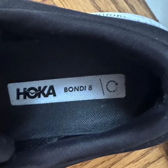 Hoka Black and White Athletic Shoes Bondi 8 - Picture 5 of 6